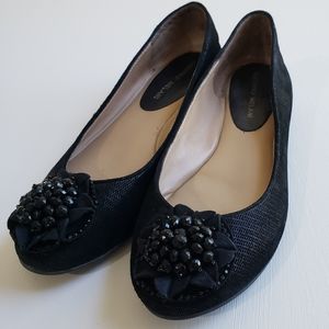 Antonio Melani Black Leather Flats Size 7.5